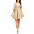 thumbnail image 2 of INSPIRE CHIC Women's Peter Pan Collar Dresses Short Sleeve A-Line Mini Dress XS Beige, 2 of 5