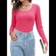 thumbnail image 1 of Camiseta Básica Ajustada con Cuello Redondo, y para Mujer Rosa Roja L, 1 of 9