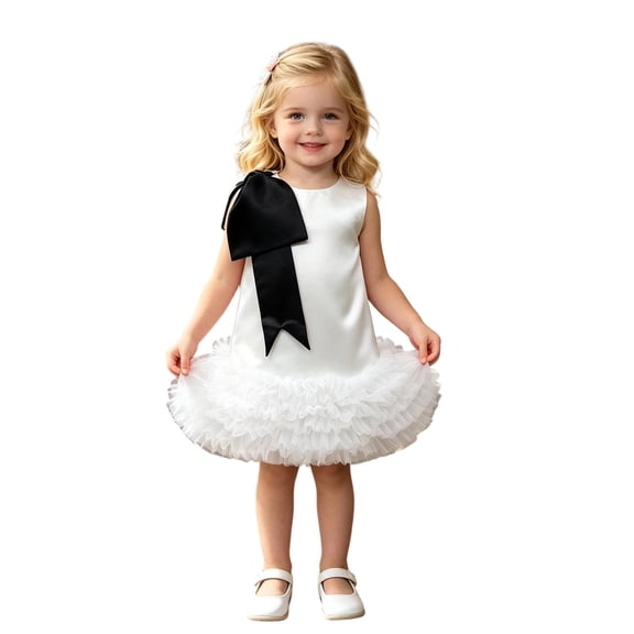 MEZZALL Toddler Girls Sleeveless Bowknot Dress Dance Party Ruffles Dresses Clothes Adorable Sundress