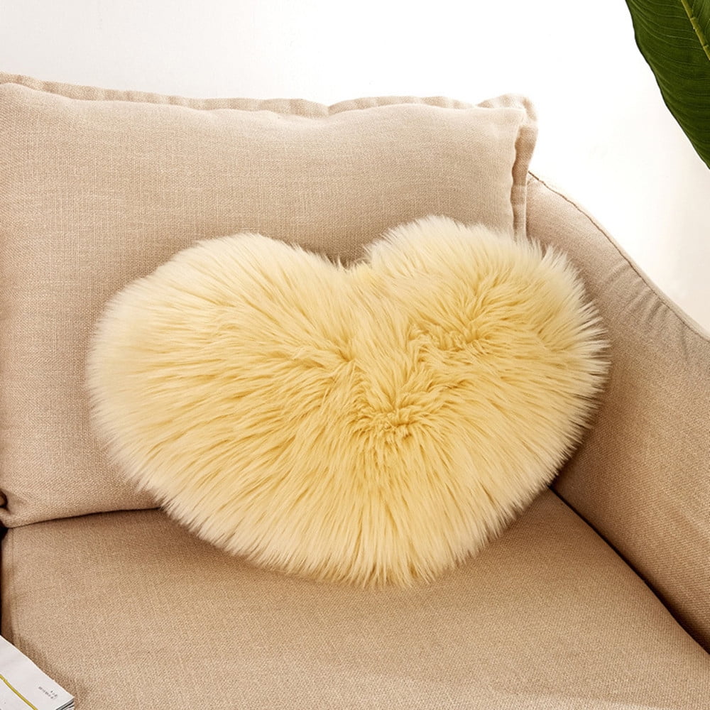 Details about   1PC Heart Shaped Soft Faux Fur Plush Sublimation Blank Pillow Case Cushion Cover 
