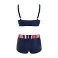 thumbnail image 5 of Wamejoo Women Two Piece Swimsuit Athletic Bathing Suits for Women Ruffled Tummy Control High Waisted Swimsuits (Dark Blue, XXL), 5 of 6