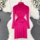 thumbnail image 3 of Vestido de tubo ajustado de punto de manga larga con cuello alto para mujer, suéter básico elegante, ropa Sexy de moda, Otoño e Invierno, 3 of 7