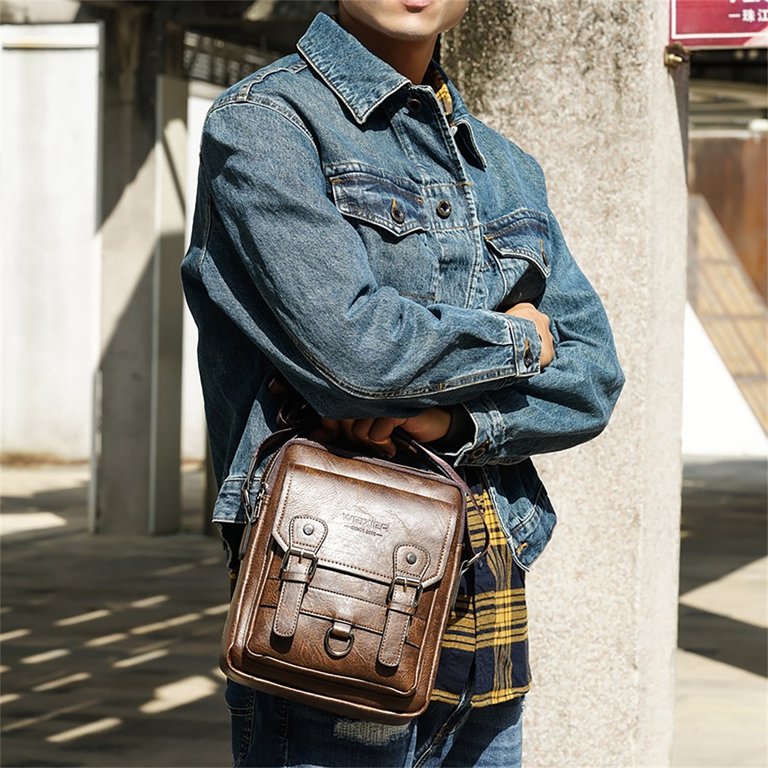 Weixier Cross Body Bag, Men's Shoulder Bag Vintage Leather
