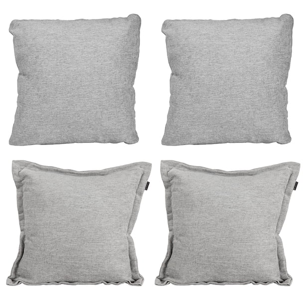 Set de 4 Cojines Decorativos (2 Cuadrados + 2 Cuadrados Grandes) Niz Plata