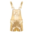 thumbnail image 4 of Lejafay Men's Shiny Metallic Adjustable Bib Overall Suspender Short Romper Overalls Hotpants Festival Gold M, 4 of 7