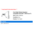 thumbnail image 2 of Front Right Window Regulator - Compatible with 2004 - 2008 Acura TL 2005 2006 2007, 2 of 2
