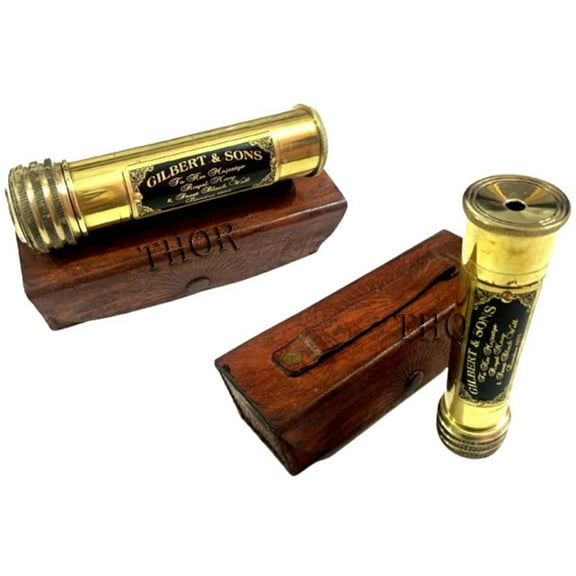 Nautical Brass Handmade Kaleidoscope with Leather Cover Gift For Your Love