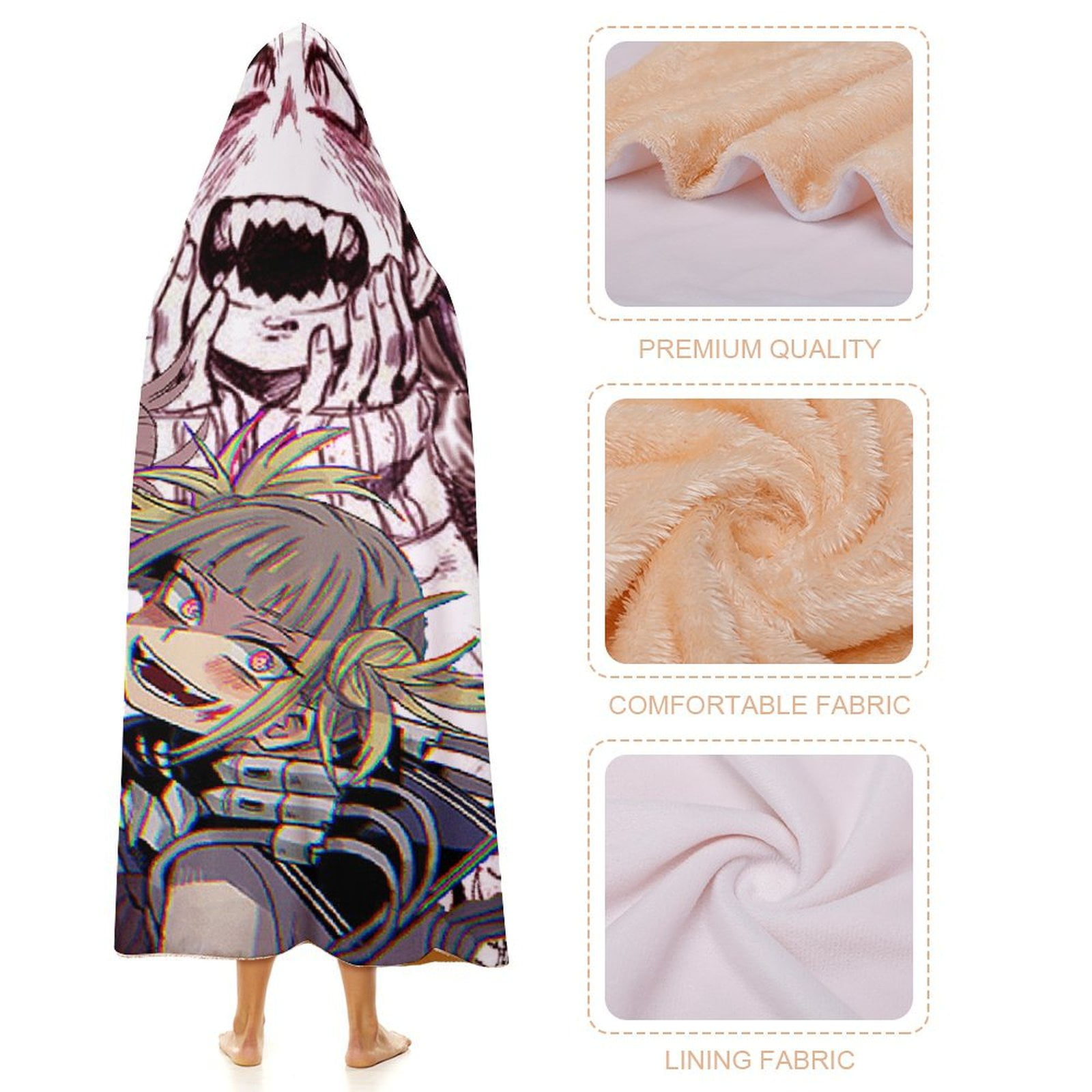 My Hero Academia Himiko Toga Wearable Blanket Cloak Arctic Velvet Hooded Blanket Soft Fuzzy Hoodie Blanket Cape for Adults Kids 50"x60"