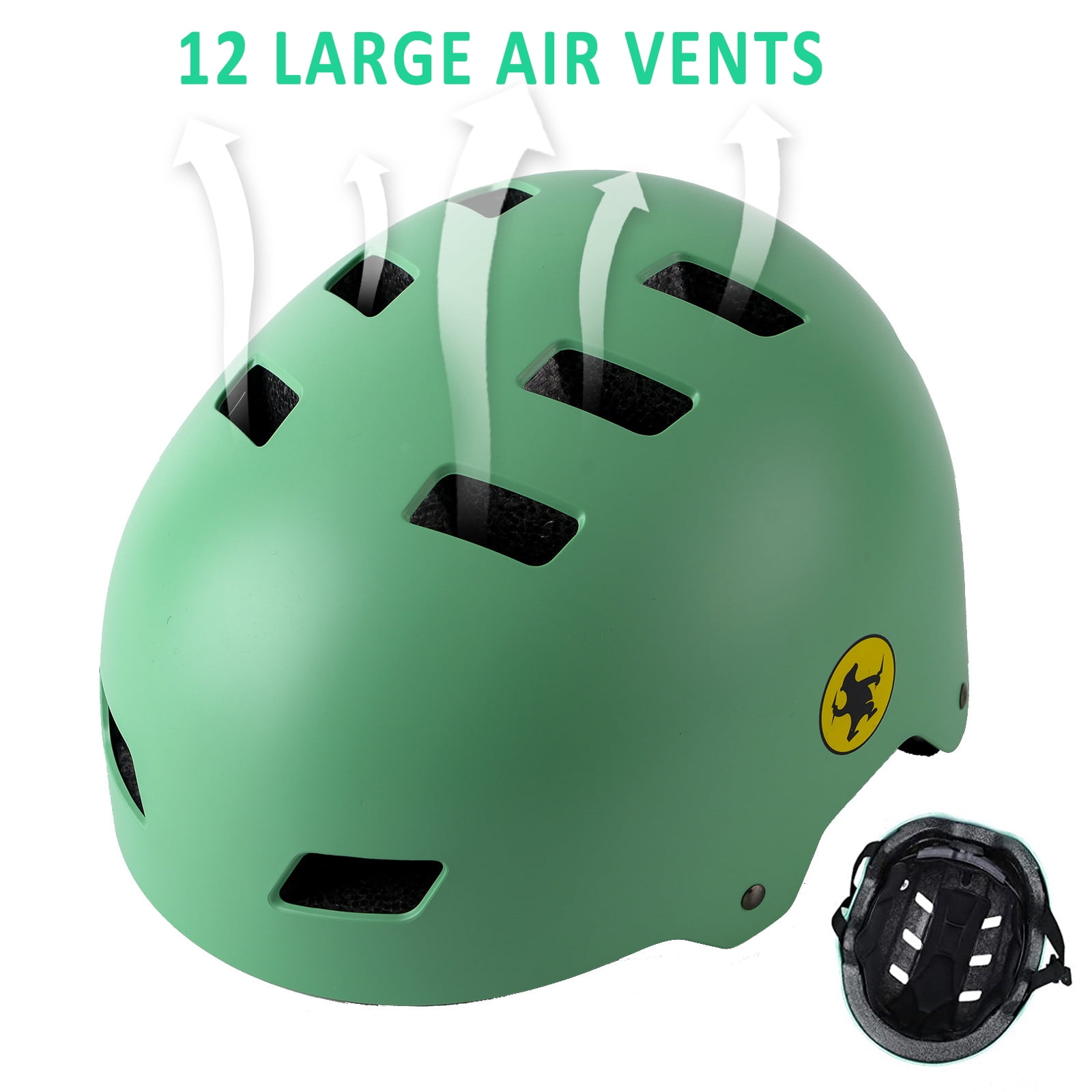 Rongbenyuan Adult Men Bike Helmet with Carry Bag,Multi-Sport for Scooter Skating Rollerblading, Green(59-62cm)