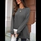thumbnail image 4 of Camiseta Holgada de Larga con Cuello Redondo y Estampado Geométrico de Jacquard para Mujer, Ropa de Invierno 2025 Gris Oscuro L, 4 of 10
