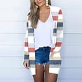 thumbnail image 2 of Camiseta de manga larga para mujer a la moda, cárdigan con frente abierto de otoño, prendas de vestir exteriores holgadas, blusa con estampado de rayas, abrigo, Tops Fridja  BV0+4117, 2 of 5