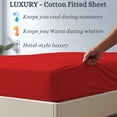 thumbnail image 5 of Amay 100% Organic Cotton California King Fitted Sheet - 500 Thread Count (72"x84") - Ultra Soft, Cooling & Breathable Bed Sheet - Durable Long-Lasting Fabric - (Red, 1 Piece), 5 of 7