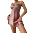 thumbnail image 2 of Lorytime Nightgowns for Women Sleeveless Knee Length Satin Nightdress Solid Nightshirts Sleepdress Spaghetti Strap Nightgowns Comfy Soft Lounge House Pajamas Dress Pink M, 2 of 8