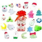 Aozowin 20Pcs Christmas Animal Toys Stress Relief Set Slow Rising Fidget Toys Advent Calendar Gift for Kids Adults