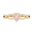 thumbnail image 5 of Rosec Jewels IGI Certified Lab Grown 1 Carat Pink Diamond Heart Engagement Ring with Halo - Pink White Diamond Crossover Ring - with Jewelry Box, 14K Yellow Gold, US 8.50, 5 of 9