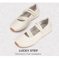 thumbnail image 4 of LUCKY STEP Ballet Flats Mary Jane Fashion Sneakers Elastic Strap Dressy Casual Shoes,Beige,Womens, 4 of 10