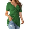 thumbnail image 2 of Sherrylily Women V-Neck Front Knotted Shirt Long Sleeve Elegant Casual T-Shirt Pullover Tops, 2 of 4