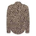 thumbnail image 5 of IROINNID Women's Casual Short Jacket Stand Collar Print Open Front Long Sleeve Outwear, Brown, 5 of 6