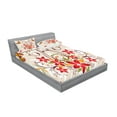 thumbnail image 2 of Ambesonne Floral Fitted Sheet & Pillow Sham Set, Blossoms Bouquet Botany, Queen, Beige Green Red, 2 of 2