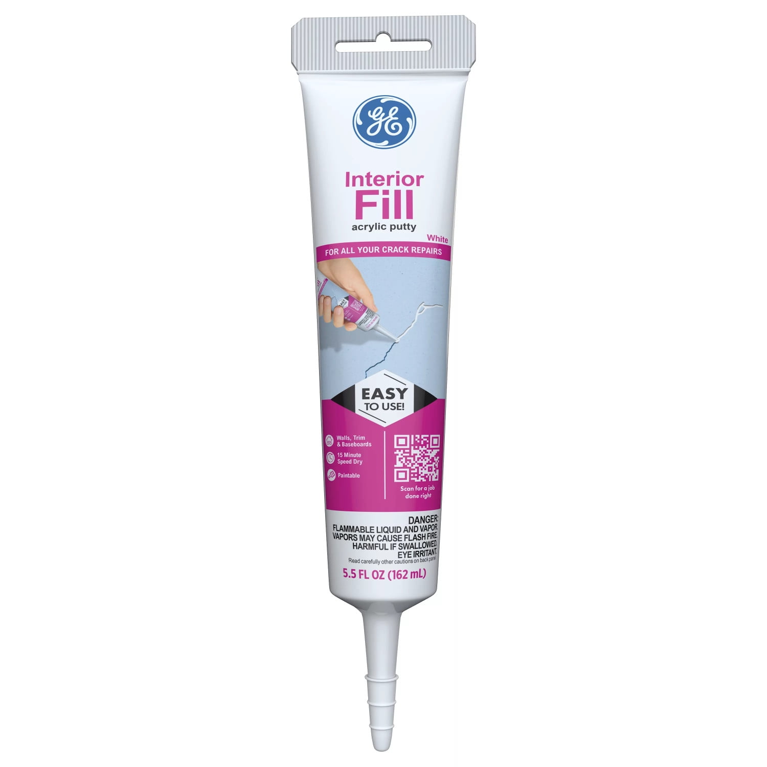 (8 pack) GE Interior Fill Wall Repair, Pack of 1, White 5.5 oz Tube
