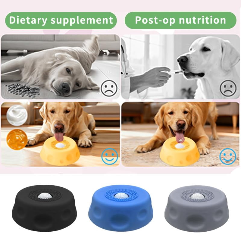 Slow Feeder Dog Lick Bowl – Dog Lick Ball for Treats and Wet Food, for Dogs and Cats(Grey)