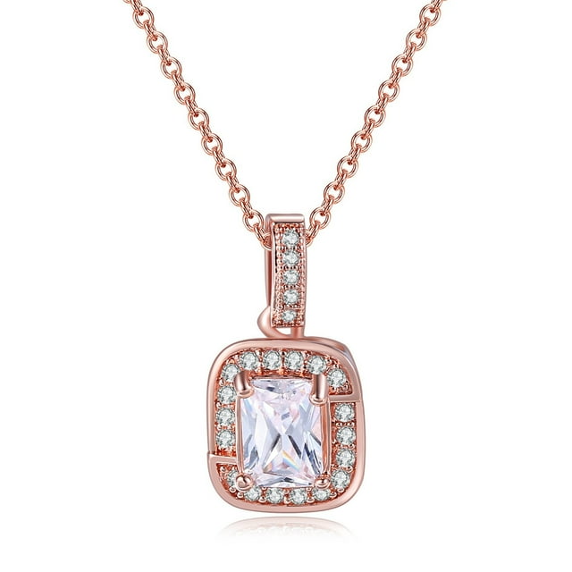 Up to 65% Off Multicolor Necklace Color Zircon Single Full Diamond, Adjuster For Crystal Necklace (Platinum Rectangle) Necklace Rings Earring Jewelry on Clearance