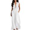 MLCDZ Women's Lapel Sleeveless Wide Leg Lightweight Jumpsuits One Piece Rompers Formal Dressy Casual Summer Travel Outfits with Multiple Pockets