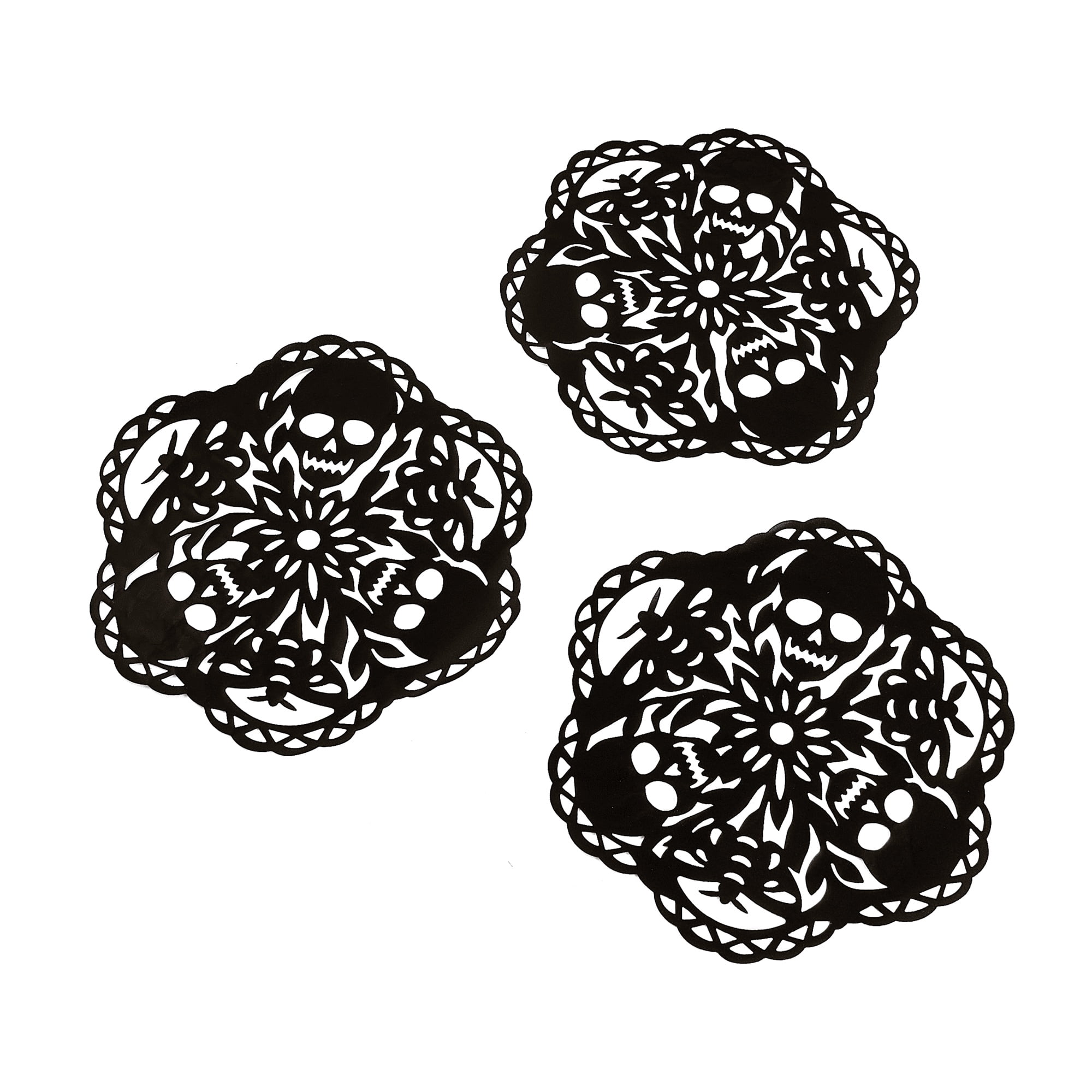 Cutout Skulls Paper Placemats, Black, 8 Count, Halloween by Way To Celebrate