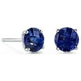 thumbnail image 3 of 18k White Gold 3 Ct Round Blue Sapphire Stud Earrings Plated by Paris Jewelry, 3 of 4