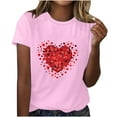 thumbnail image 2 of Qiopertar Mode Adulte Manches Courtes Col Rond Impression Saint-Valentin Blouse Décontractée T-Shirt Tops Chemise Liquidation Livraison Gratuite Offres de la Semaine Liquidation, 2 of 5
