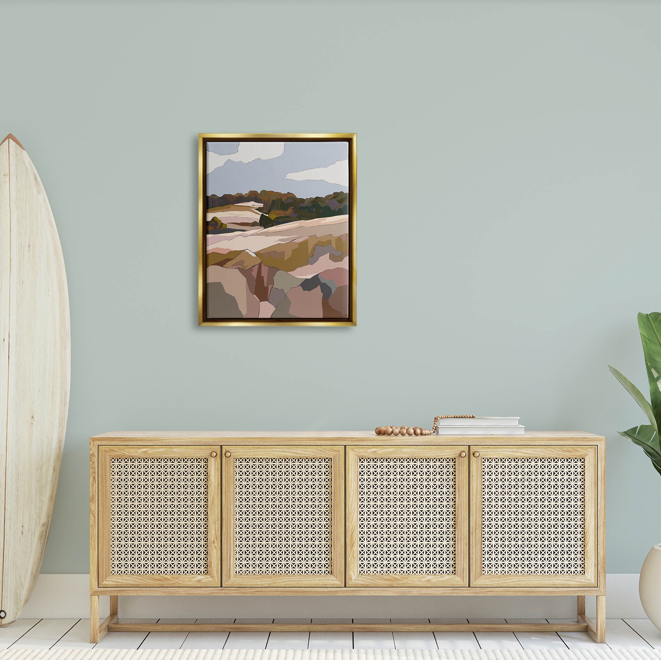 Stupell Industries Rocky Cliffs Neutral Mountain Nature Graphic Art Metallic Gold Floating Framed Canvas Print Wall Art, Design by Nikita Jariwala