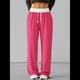 thumbnail image 4 of Pantalones Deportivos Anchos con Cintura de Contraste de Color y Hebilla de Cordón para Mujer. Rosa Roja S, 4 of 9