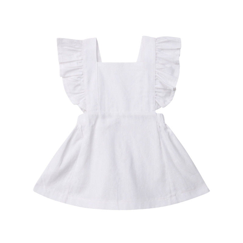 UK Newborn Toddler Kids Baby Girl Summer Solid Color Ruffle Party Dress Clothes 
