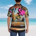 thumbnail image 4 of Fotbe Graffiti Lamp Urban Scene Camisa Hawaiana para Hombre Unisex – Camisa Casual de Verano con Botones de Manga Corta de Algodón y Lino,Small, 4 of 7