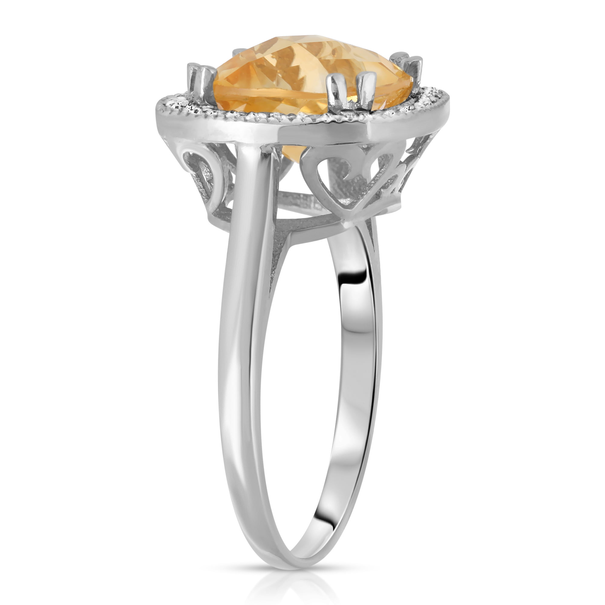 Galaxy Gold 14K Solid White Gold Cushion Cut 3.8 CTW Ring with Natural  Diamonds and Natural Citrine (10.5)