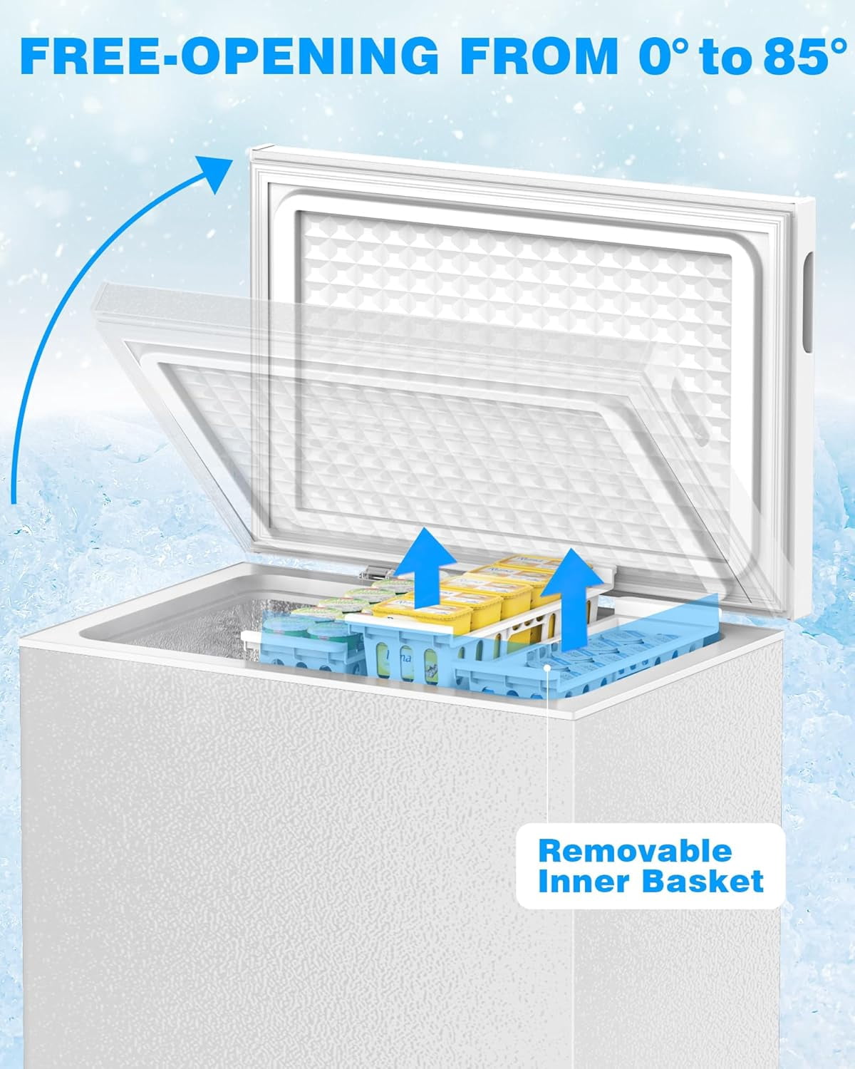 Crzoe 7.0 Cu.Ft Chest Freezer with Removable Basket and Bottom Defrost Water Drain Freestanding Top Open Door, Deep Freezer, Mini Freezer with Adjustable 7 Thermostat for Home/Apartment, White