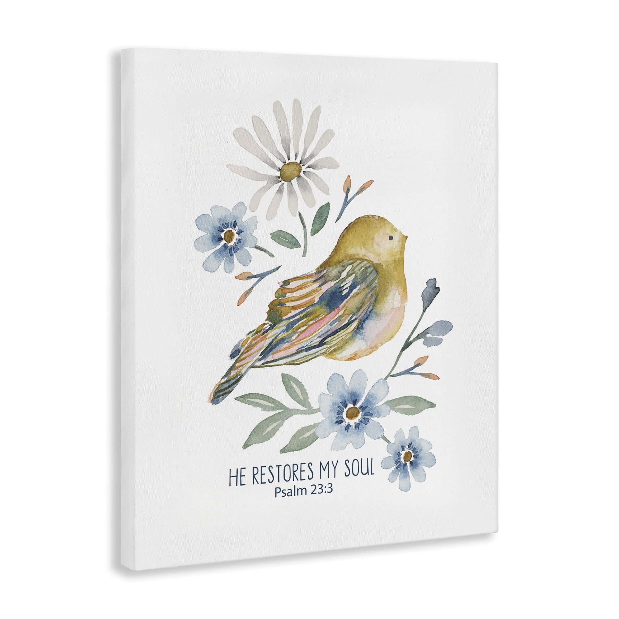 Stupell Industries He Restores My Soul Botanical & Floral Painting Gallery Wrapped Canvas Art Print Wall Art, 24 x 30