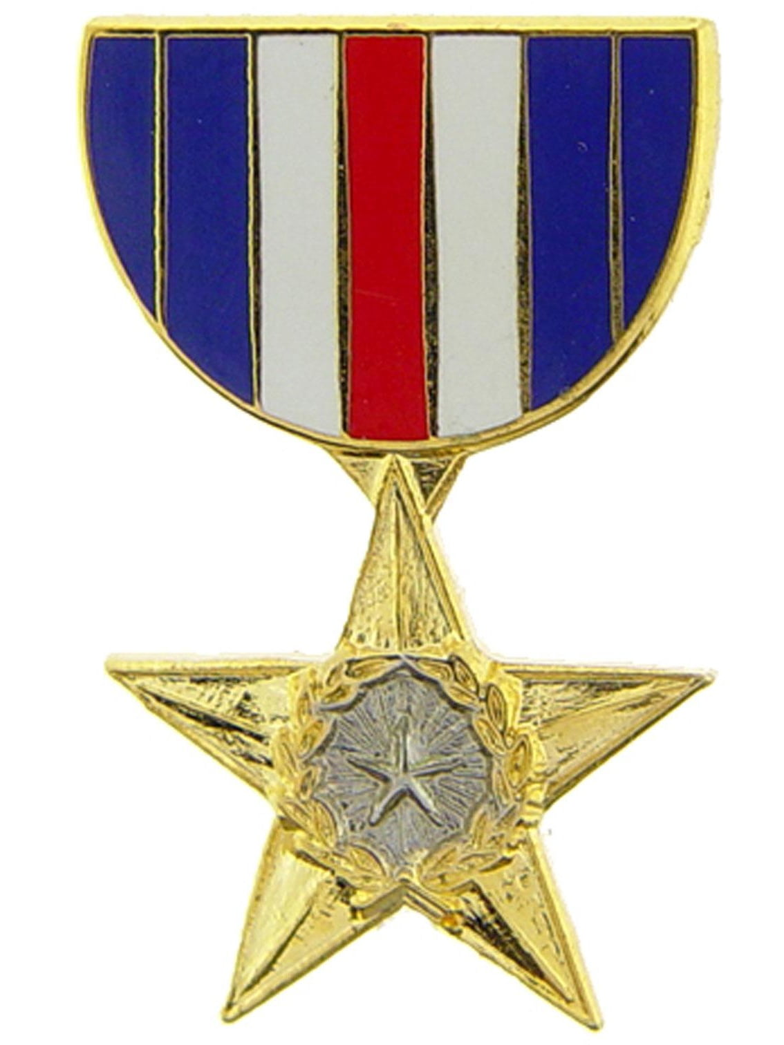 Silver Star Medal Pin 1 3/16"