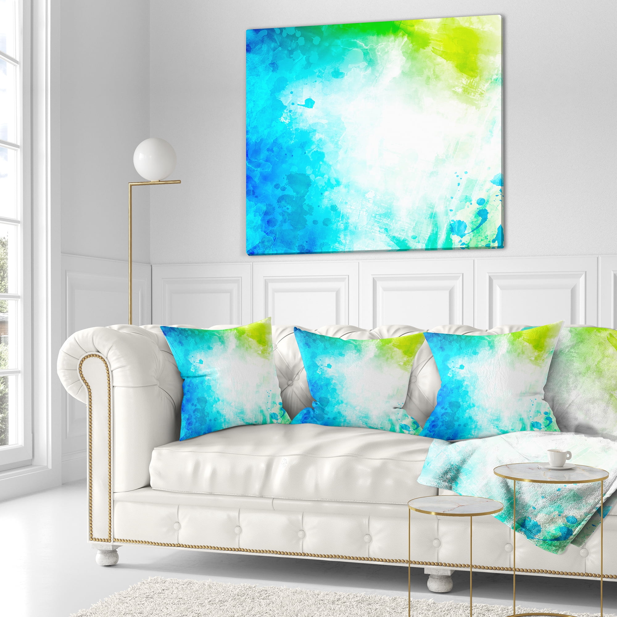 Designart Abstract Watercolor Art - Abstract Throw Pillow - 16x16