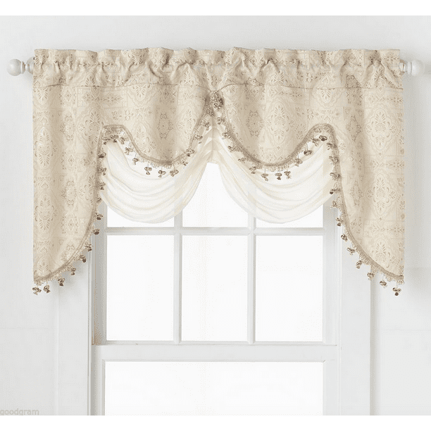 Ultra Elegant Clipped Jacquard Fringed Window Valance With an