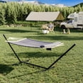 thumbnail image 3 of Ensemble de Hamacs pour 2 Personnes à Cadre en Acier avec Support, Capacité Robuste de 450 Lb, Conception en Polyester Matelassé et Filet, Comprend un Sac de Rangement - pour Cour Arrière, Patio, Camping, Gris Foncé, 3 of 7