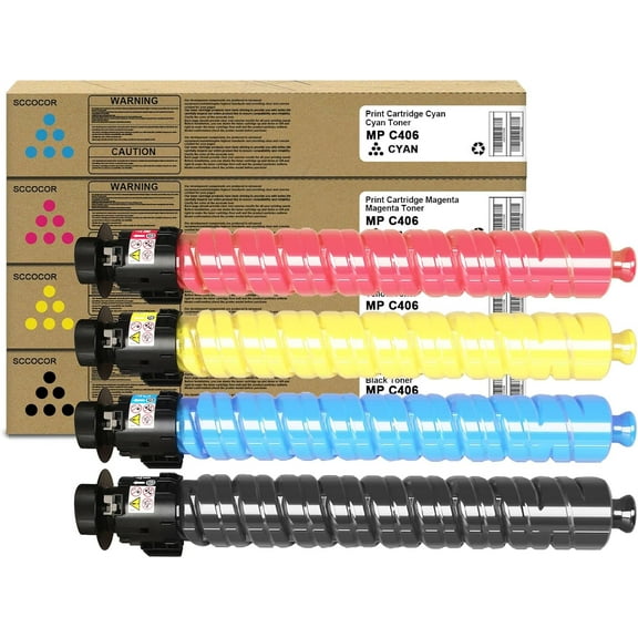MPC406 MPC306 Toner Cartridge Set Replacement for Ricoh MP C406 MP C306 MP C307 MP C407 Printer.842091 842092 842093 842094 Black Cyan Magenta Yellow 4-Pack
