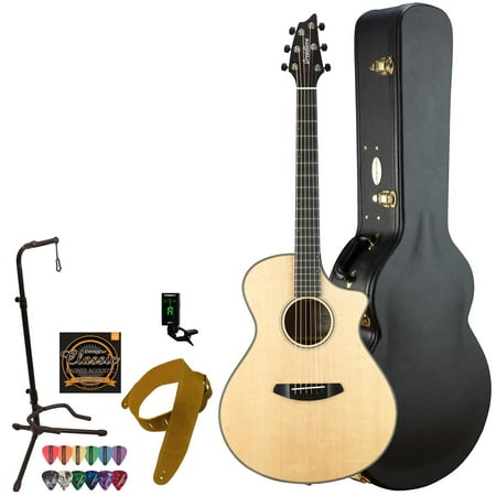 Breedlove Oregon Series Concert CE Sitka-Myrtlewood Acoustic-Electric Guitar with Deluxe Hardshell Case, Clip-On Tuner, Strap, Stand, Pick Sampler & Strings