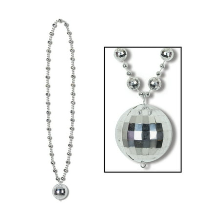 Disco Ball King Fever 70s Medallion Bead Beaded Party Necklace Costume Accessory