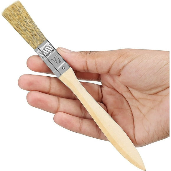 10mm Paint Brush (pack Of 12) - Professional Flat Paint Brush With Wooden Handle - Interior And Exterior Wall Brush