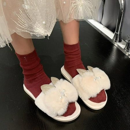 

QISIWOLE Woman Shoes Neutral Winter Indoor Home Warmth Non-slip Plush Slippers clearance under 10 !