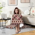 thumbnail image 4 of Wearable Blanket,Red Boho Egyptian Lotus and Circles Pattern Hooded Wearable Flannel Blanket for Adults & Teens with Buckle,Winter Poncho Shawl Wrap Cape,50"x60", 4 of 5