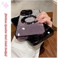thumbnail image 2 of Gradient Glitter Magnifying Glass Plated case with CD Pattern, Comes with Lens Film, Full wrap Protection for iPhone 15 14 13 12 11 Pro Max Plus case (Dark Purple,iPhone 15 Pro Max), 2 of 8