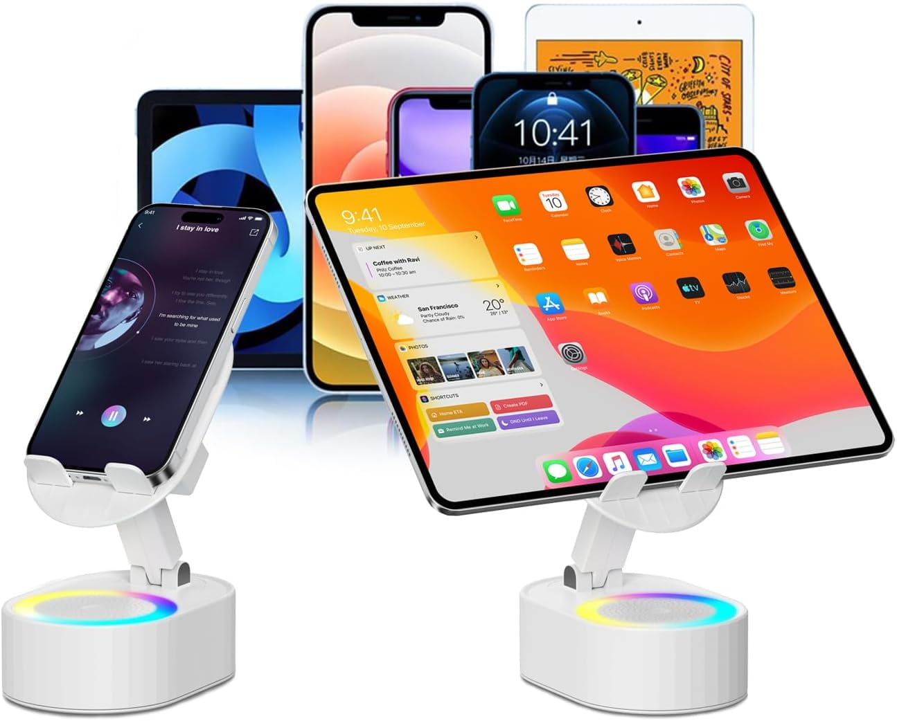 Altavoz Bluetooth De Inducción Inalámbrico 5 En 1 Con Soporte Ajustable Para Teléfono, Inducción