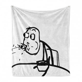 Humor Soft Flannel Fleece Throw Blanket, Stickman Meme Face Looking at  Computer Joyful Fun Caricature Comic Design, Cozy Plush for Indoor and  Outdoor Use, 50 x 70, Black and White, by Ambesonne 